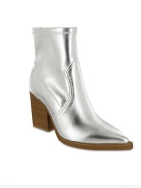 MIA Women’s Cowboy Metallic Silver Heel Western Concert Festival Ankle Boots 8.5